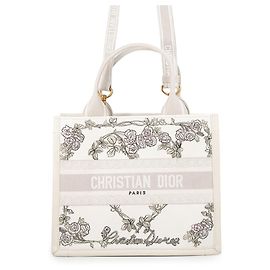Christian Dior White Canvas Tote Bag White