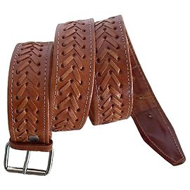 Autre Marque Handcrafted Braided Leather Belt - Natural Caramel Caramel Camel
