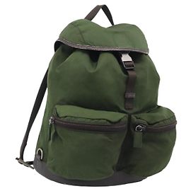 Mochila PRADA Nylon Verde Plata Auth ar14348 - Jerrillo Otro