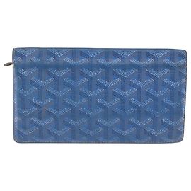 Goyard Herringbone Long Wallet PVC Leather Blue Silver Auth 211075 - Jerrillo Other