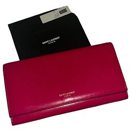 Autre Marque Saint Laurent Paris Pink Leather Long Wallet Pink