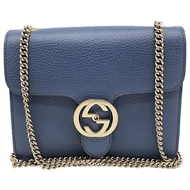 Gucci Interlocking Leather Medium Blu