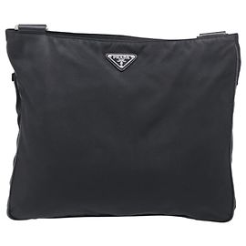 PRADA Shoulder Bag Nylon Black Silver Auth ka6912 - Jerrillo Other