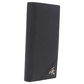PRADA Long Wallet Safiano Leather Black Silver Auth 211994A - Jerrillo Other