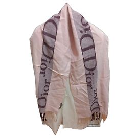 Sciarpa Dior in lana e acrilico rosa con monogramma Rosa Altro