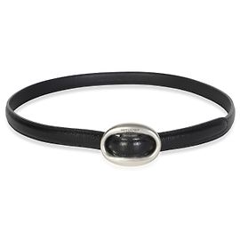 Autre Marque Saint Laurent Black Glossed Leather Oval Buckle Thin Belt 75 Other