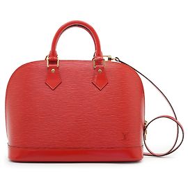 Louis Vuitton Vintage Red Epi Leather Alma PM Handbag with Strap Red