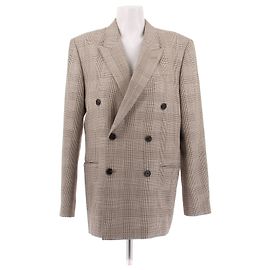 Céline Doppelknöpfiger Blazer mit Karomuster Braun