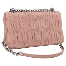 PRADA Chain Shoulder Bag Leather Pink Silver Other