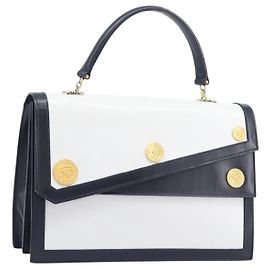 Céline CELINE Bolsa de Mão Medallion Couro White Gold Outro