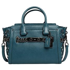 Coach Bolsa Swagger em couro azul com adornos florais Outro