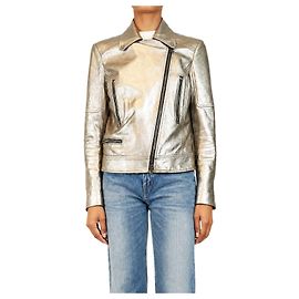 Veronica Beard Bikerjacke aus silbernem Metallic-Leder - size UK 10 Andere