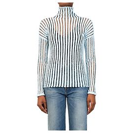 Bottega Veneta Hellblaues geripptes Rollkragen-Top - size XS Andere