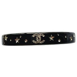 Bracciale Chanel Nero con Stelle e Cristalli Nero