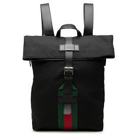 Zaino Gucci in canvas nero Techno Web con patta Nero