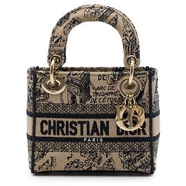 Dior Beige Mini Embroidered Canvas Plan de Paris Lady D Lite Beige