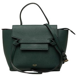Céline Bolso cinturón Celine Nano de piel de ternera granulada Verde Verde Verde oscuro