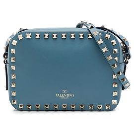 Borsa Camera Rockstud in pelle blu Valentino Blu Altro