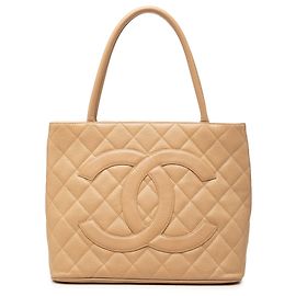 Sac Cabas Chanel Beige Caviar Medallion Beige