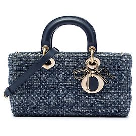 Dior Blue Medium Tweed Cannage Lady D Joy Blau Marineblau