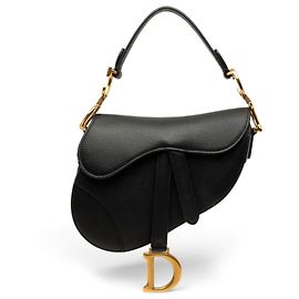 Bolsa Saddle Dior Mini em pele de vitelo granulada preta Preto