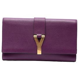 Autre Marque Pochette Saint Laurent Chyc Ligne en cuir texturé violet Violet Violet foncé