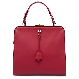 Prada Red Saffiano Cuir Top Handle Tasche Rot