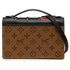 Cartera de cadena Book Louis Vuitton Monogram Reverse Marrón Castaño