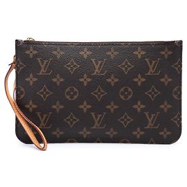 Louis Vuitton Brown Monogram Neverfull Pochette Marrone