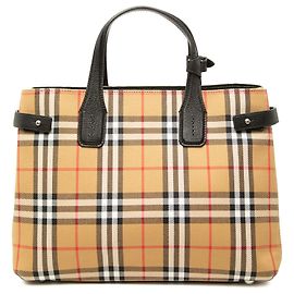 Borsa Satchel Banner Burberry Beige Medium House Check Canvas Beige