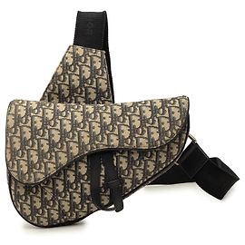 Borsa a tracolla Saddle Dior in tela Blue Oblique Blu Blu navy