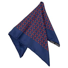 Lenço de bolso em seda com estampa Blue Straps Hermès Azul Outro