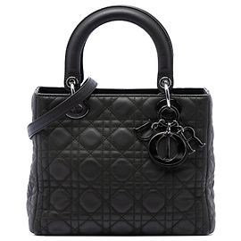 Dior Brown Medium Lambskin Cannage Lady Dior Marrom Caqui
