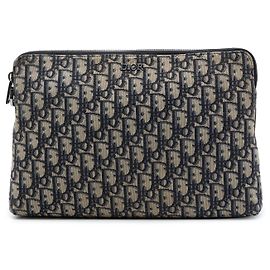 Pochette Dior en toile Blue Oblique Bleu