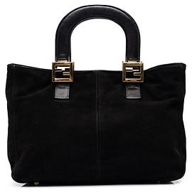 Fendi Black Small Suede Twins Tote Black
