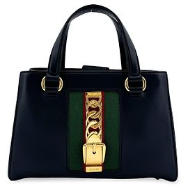 Gucci Sylvie Top Handle Leather Mini Black