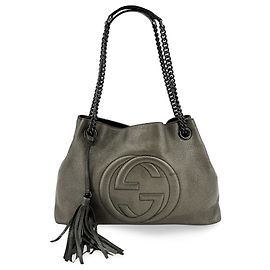 Gucci Soho Chain Strap Leather Large Prata