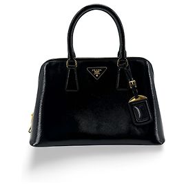 Prada Promenade Vernice Saffiano Leather Large Noir