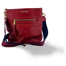 Miu Miu Shoulder Leather Mini Blu navy