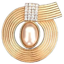 Balenciaga Spilla in perle e strass dorata D'oro