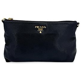 Prada Dual Strap Zip Vitello Daino Small Nero