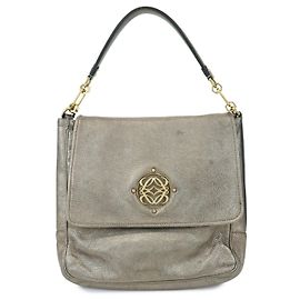 Loewe Shoulder bag Leather Silvery