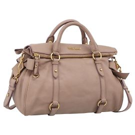 Mala Satchel Miu Miu Bow Vitello Lux Medium Rosa