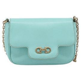 Salvatore Ferragamo Rory Chain Saffiano Leather Bleu