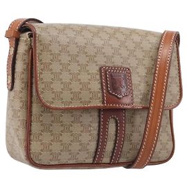 Céline Celine Macadam Shoulder Canvas Medium Beige