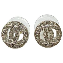 Boucles d'oreilles puces Chanel Coco Mark avec strass Argenté