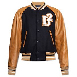 Dsquared2 Navy Blue Wool and Leather Bomber Jacket Blue Navy blue