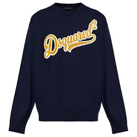 Dsquared2 Pull en laine avec logo Bleu Bleu Marine