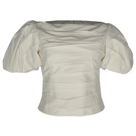 Blusa Khaite Kai de manga abullonada en algodón blanco Blanco Crudo