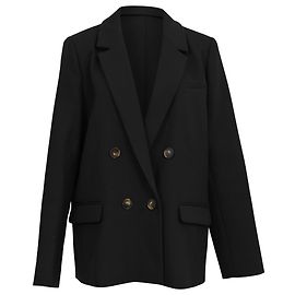 Autre Marque Sézane zweireihiger Blazer aus schwarzem Polyester Schwarz